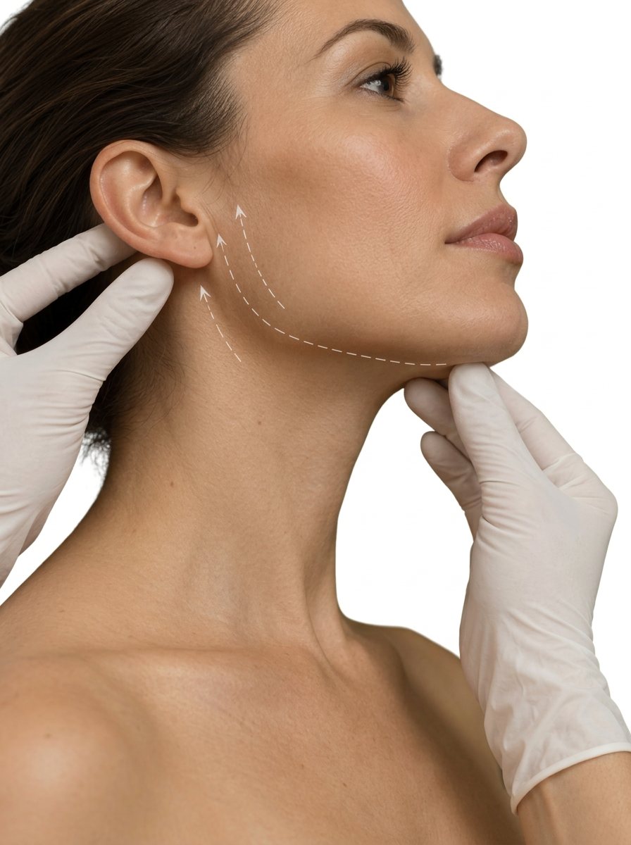 Área tratada na Deep Plane Neck Lift